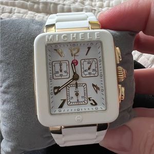 MICHELE PARK JELLY BEAN WHITE GOLD WATCH